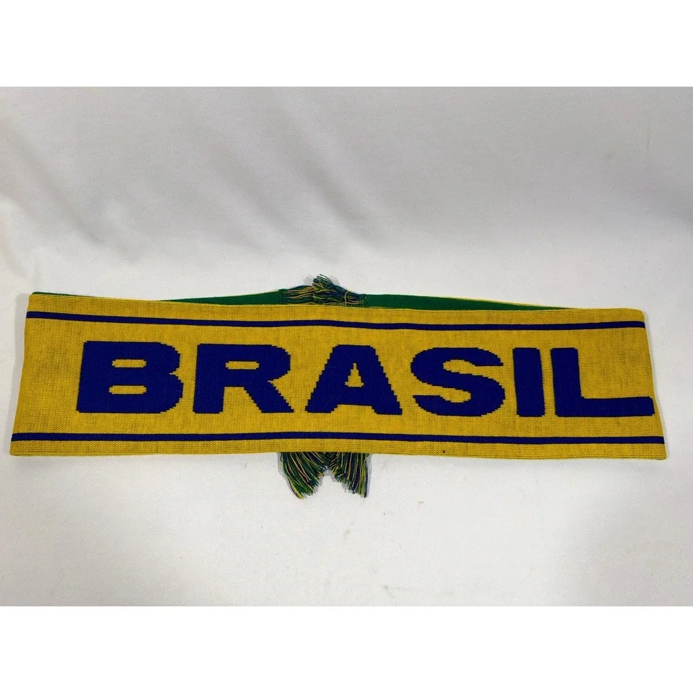 Brazil Soccer Knit‎ Scarf Green Yellow Futbol Fan Streetwear Football Core